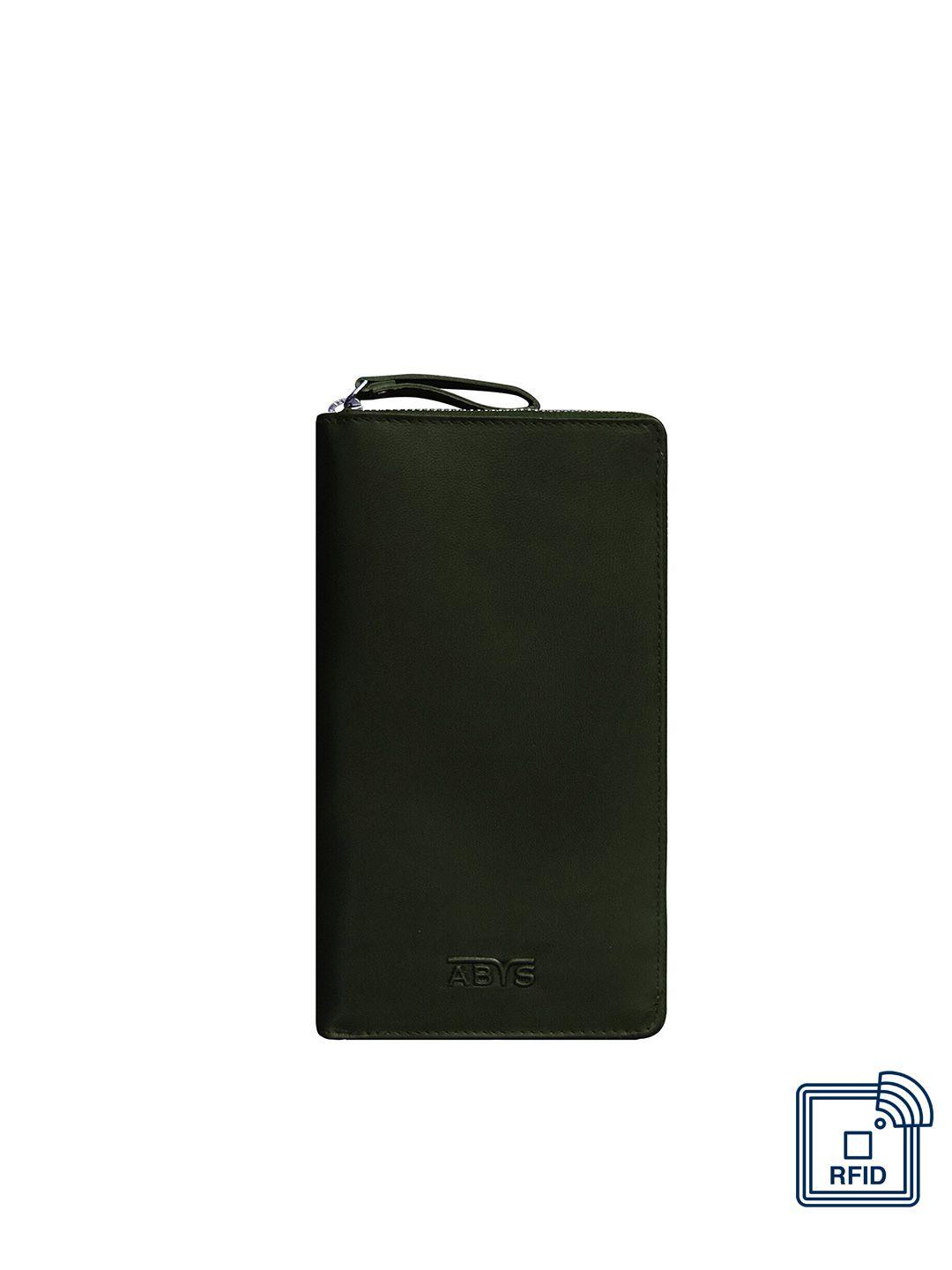 abys unisex green textured leather passport holder