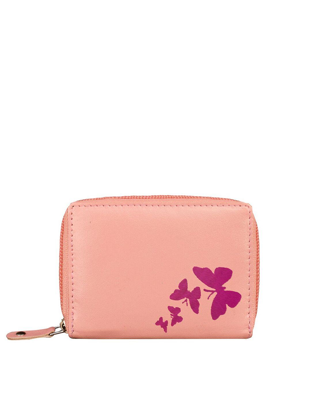 abys unisex pink solid leather card holder