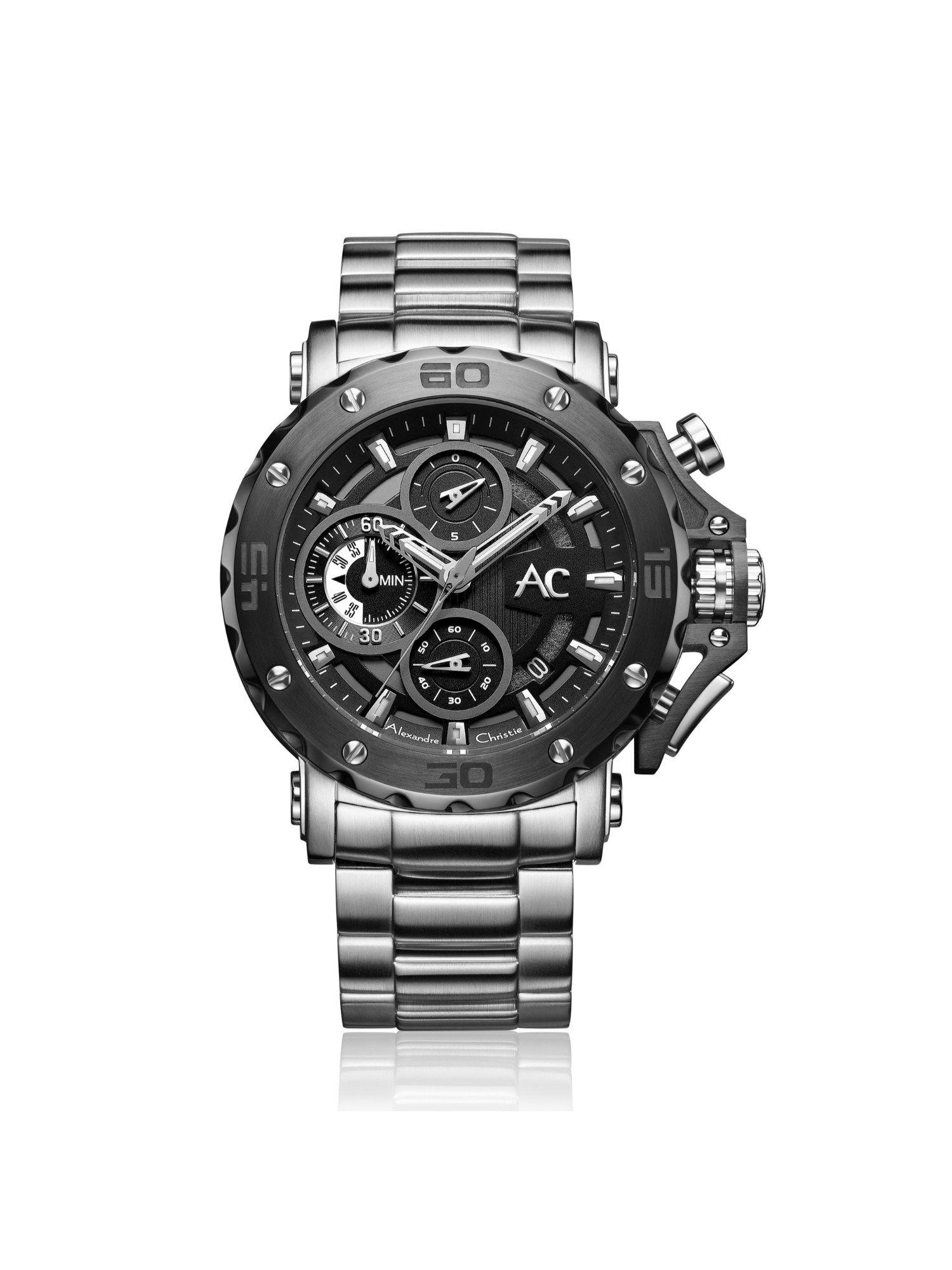 ac 9205 mcb chronograph watch for men - black steel (large)