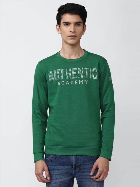 academy by van heusen green cotton slim fit printed sweatshirt