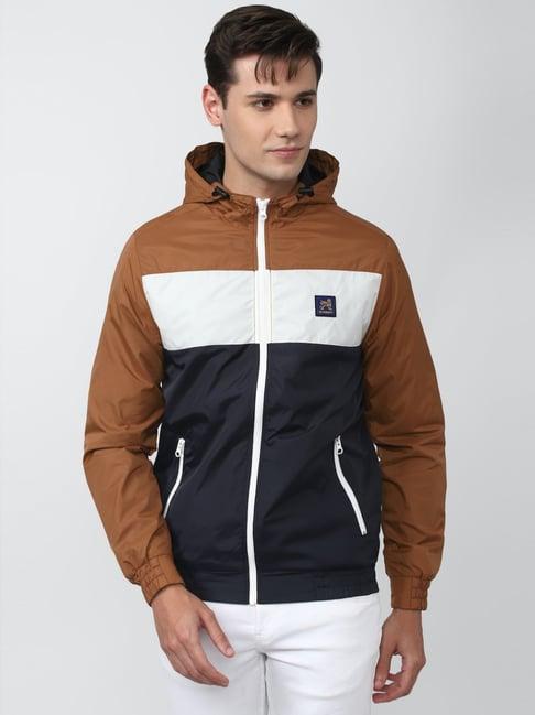 academy by van heusen multi slim fit colour block hooded jacket