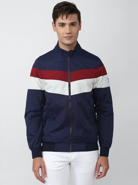 academy by van heusen navy slim fit colour block jacket