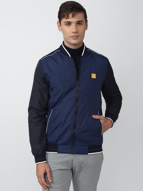 academy by van heusen navy slim fit colour block jacket