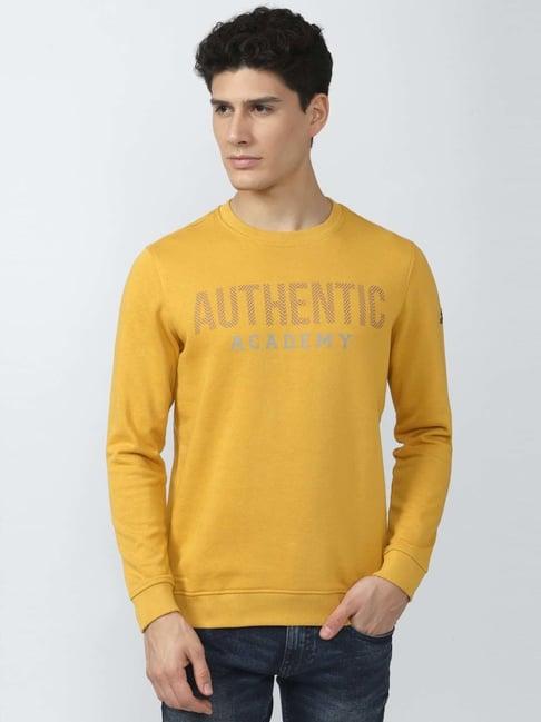 academy by van heusen yellow slim fit printed sweatshirts