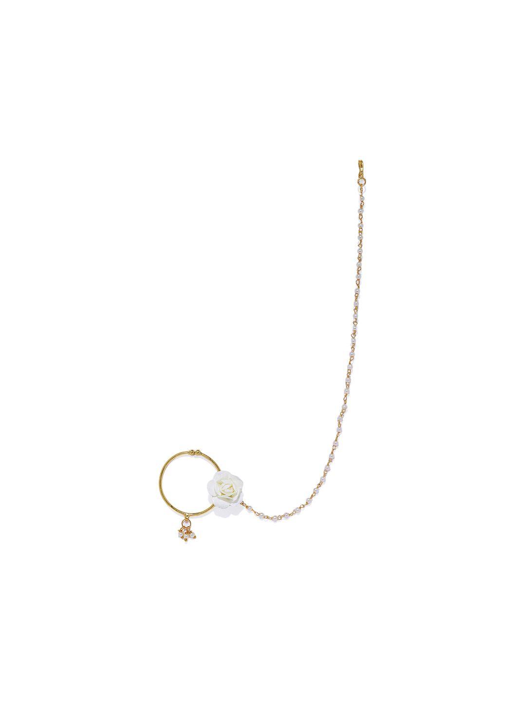 accessher gold-plated enamelled chained nose ring