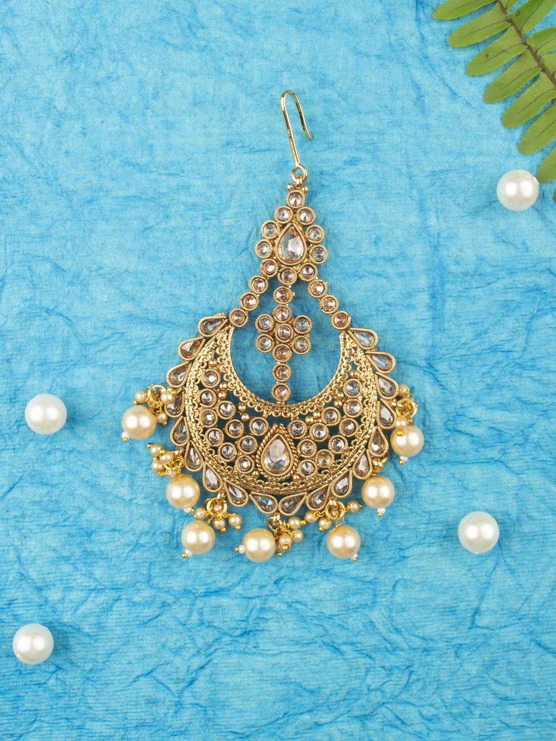 accessher antique gold-plated handcrafted stone-studded passa