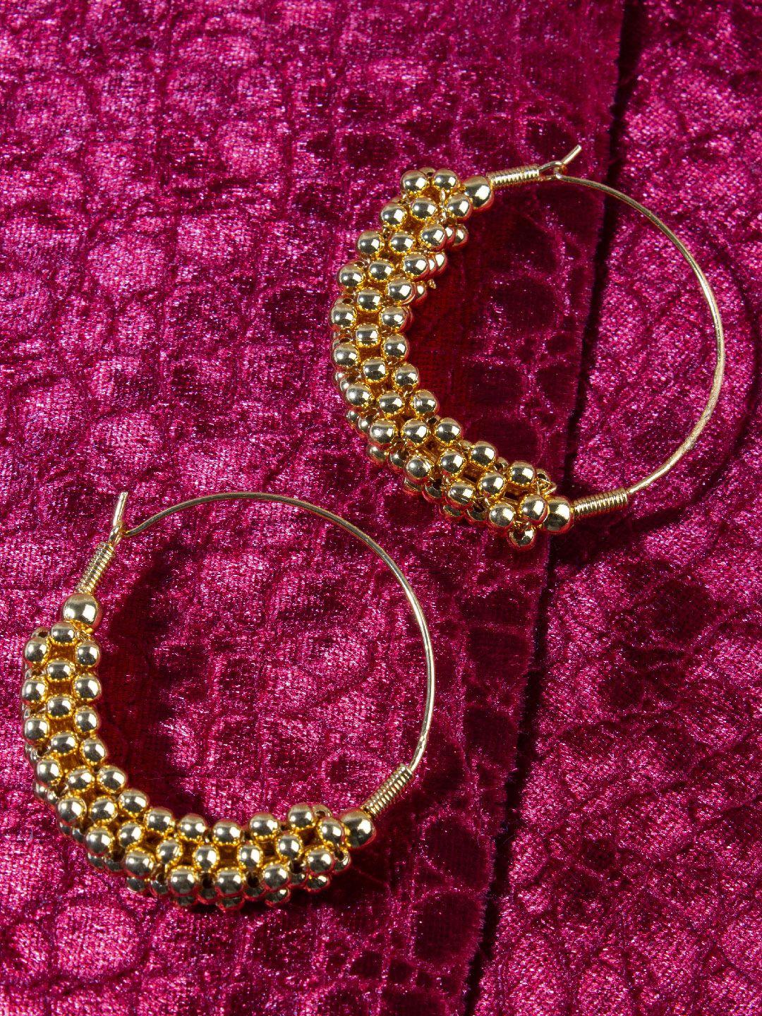 accessher gold-plated beaded circular hoop earrings