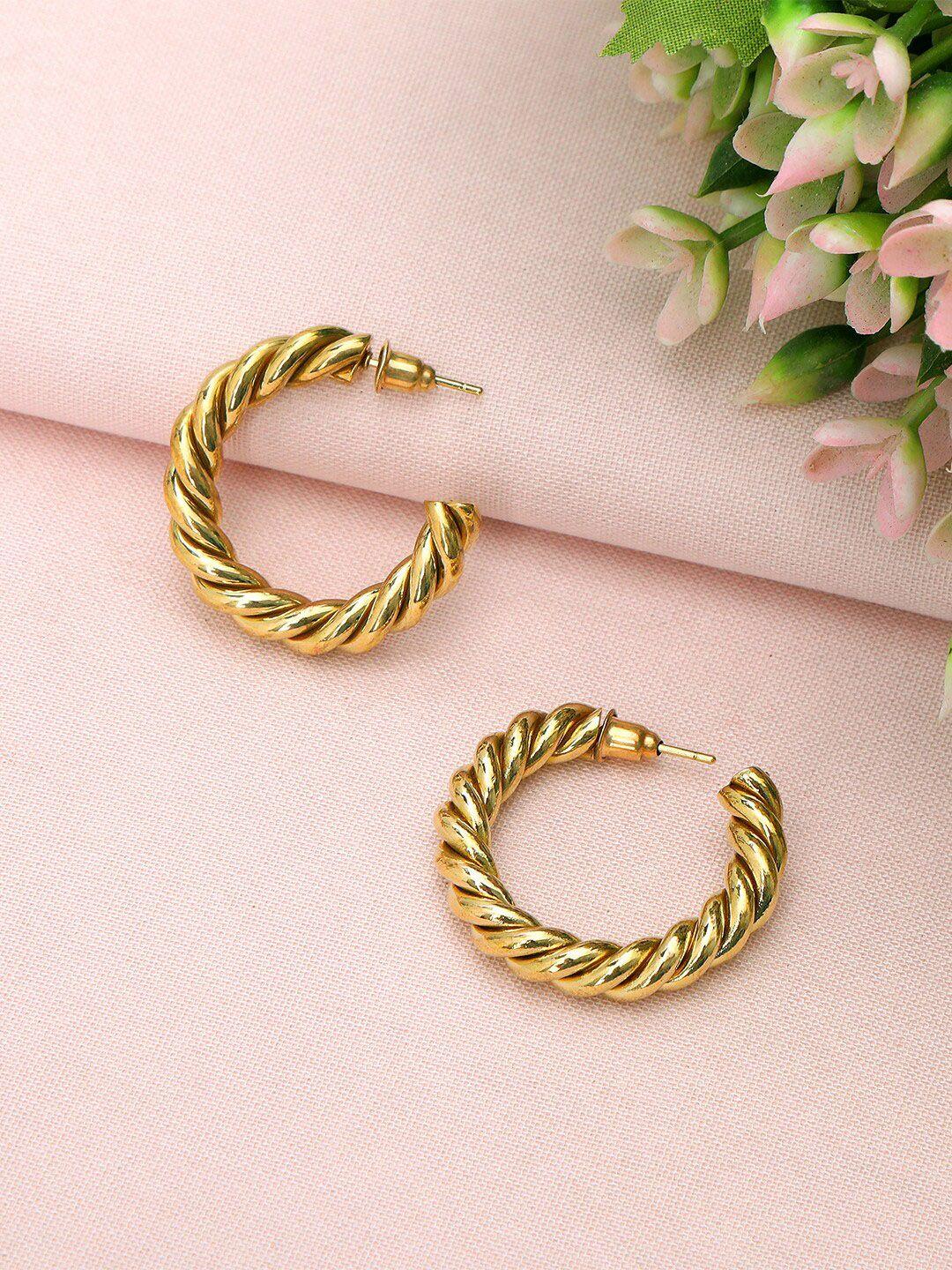 accessher gold-plated circular half hoop earrings