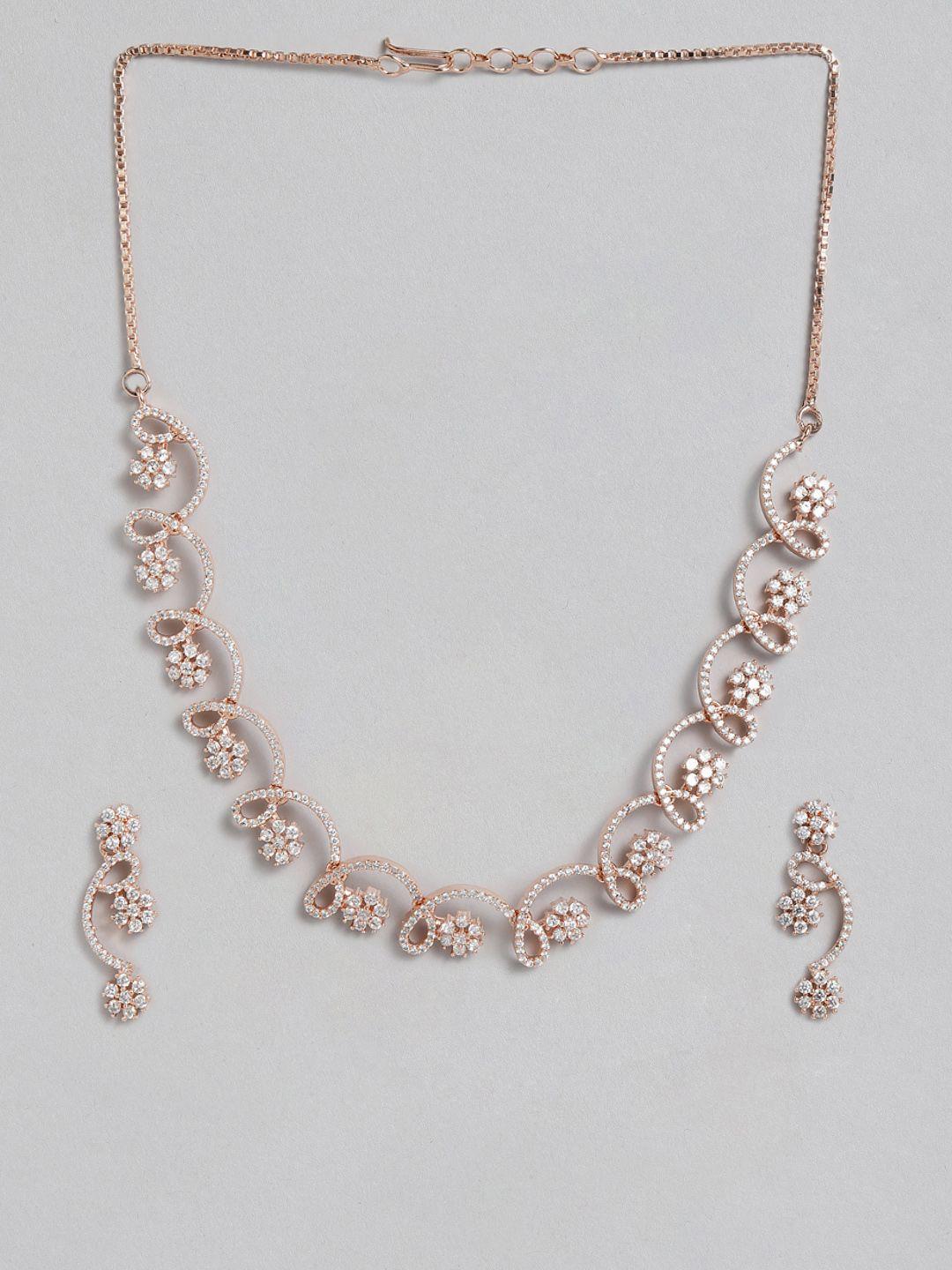 accessher rose gold-plated ad-studded jewellery set