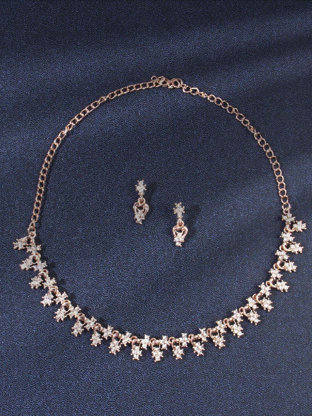 accessher rose gold-plated ad studded jewellery set