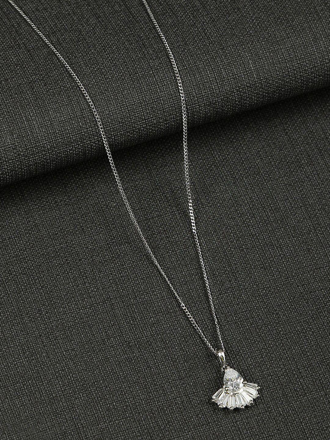 accessher silver-toned & white silver silver-plated handcrafted chain