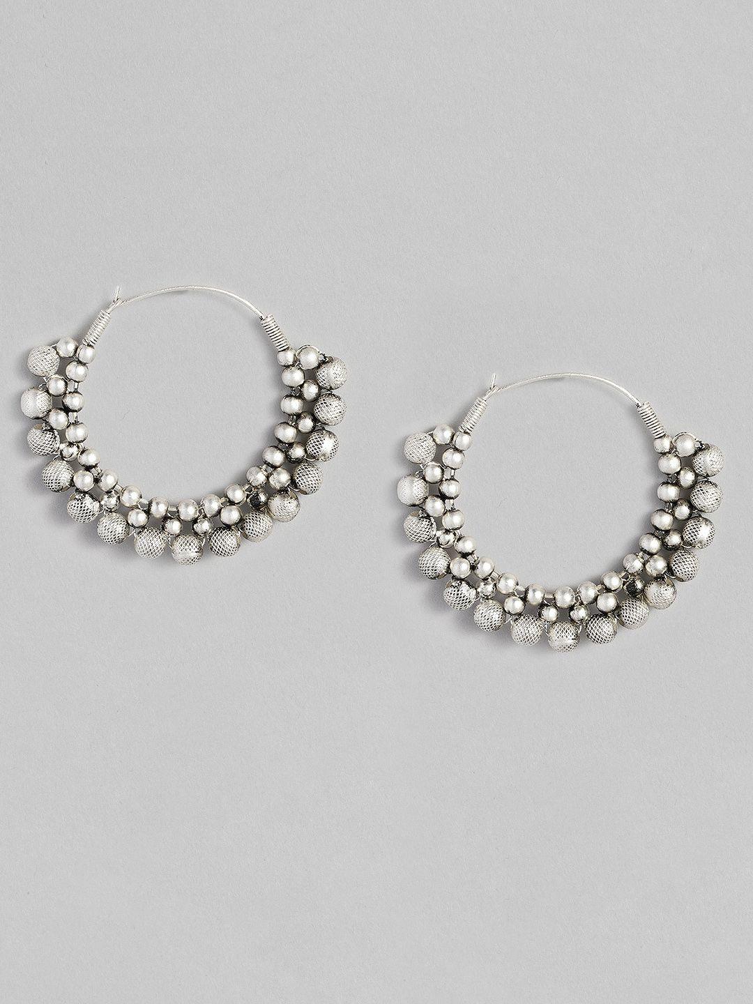 accessher silver-toned circular hoop earrings