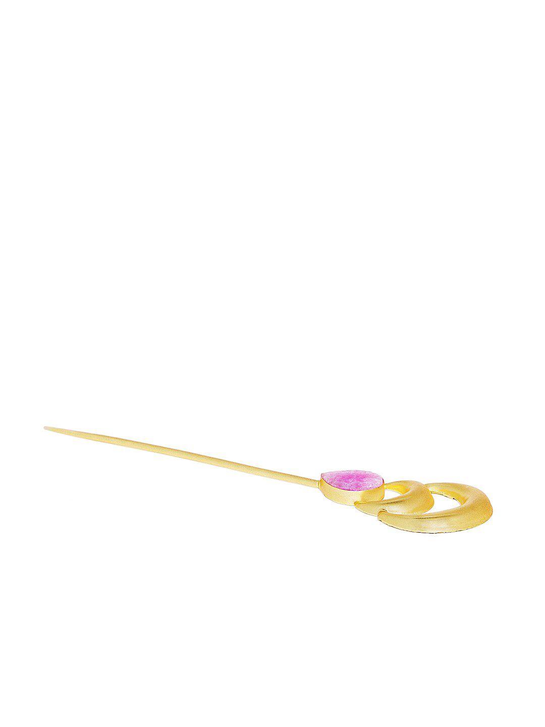 accessher women gold-toned & pink metal beaded hairstick