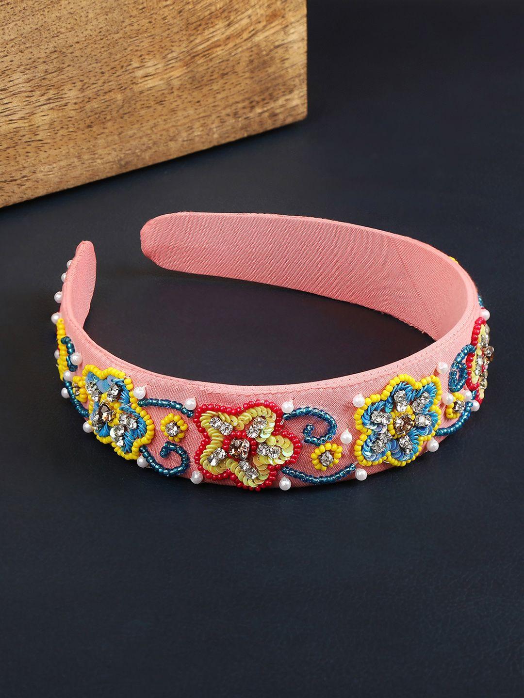 accessher women multicoloured & pink designer hairband