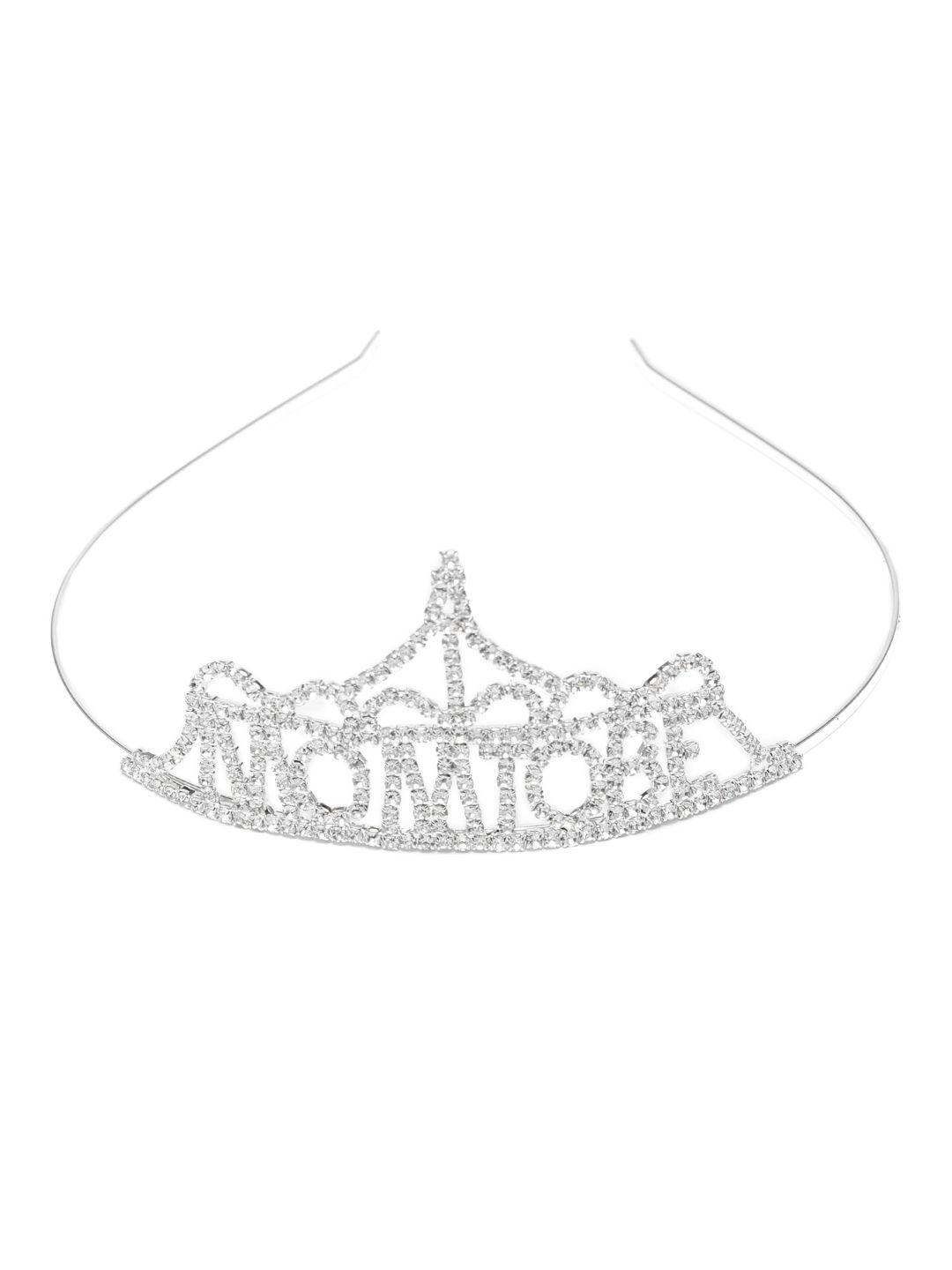 accessher women silver-toned embellished mom to be tiara