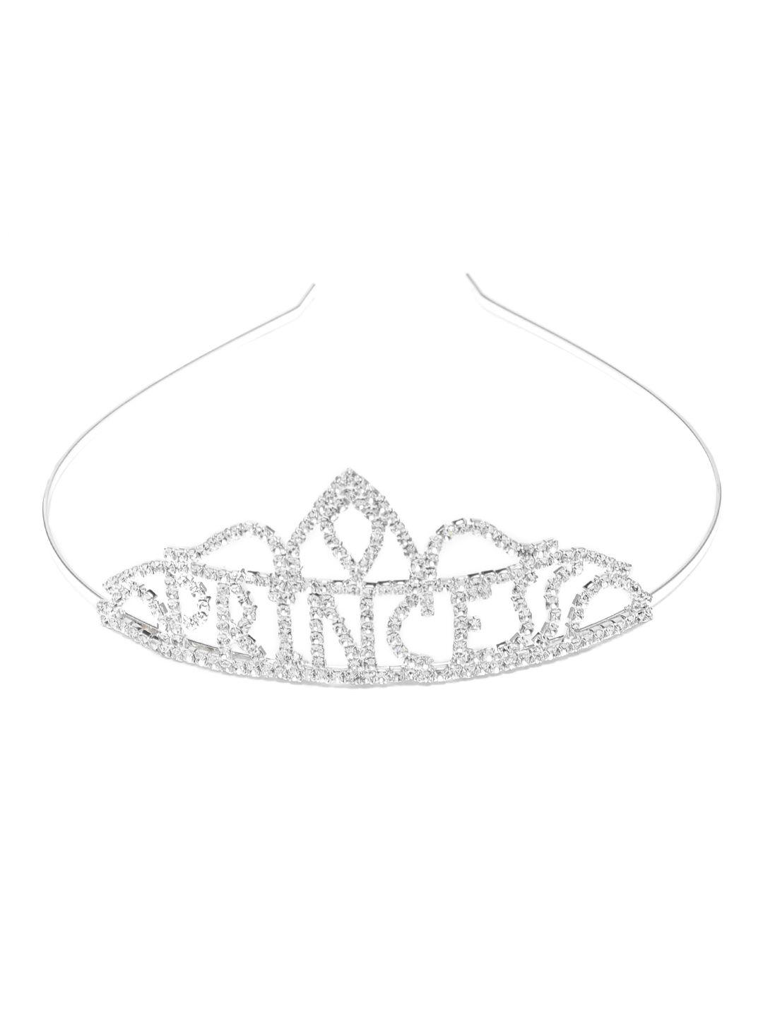 accessher women silver-toned embellished princess tiara