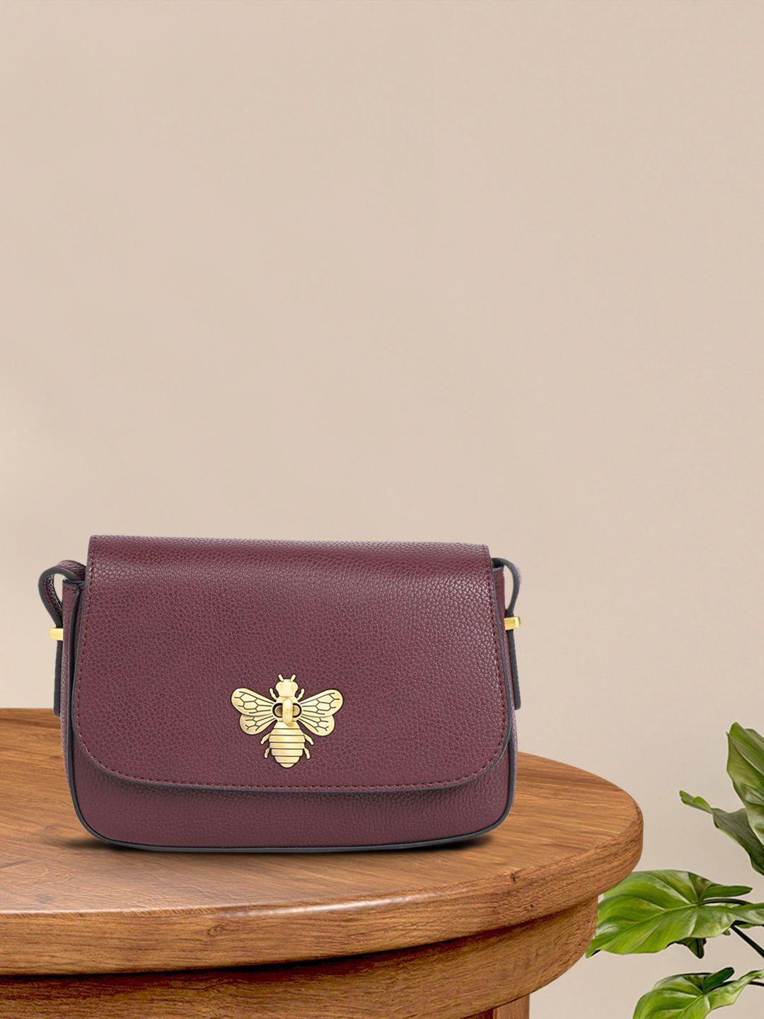 accessorize burgundy solid structured sling bag
