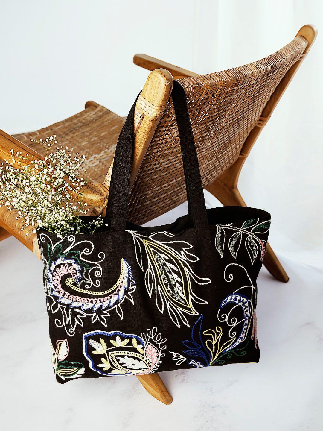 accessorize ethnic motifs printed cotton shopper tote bag