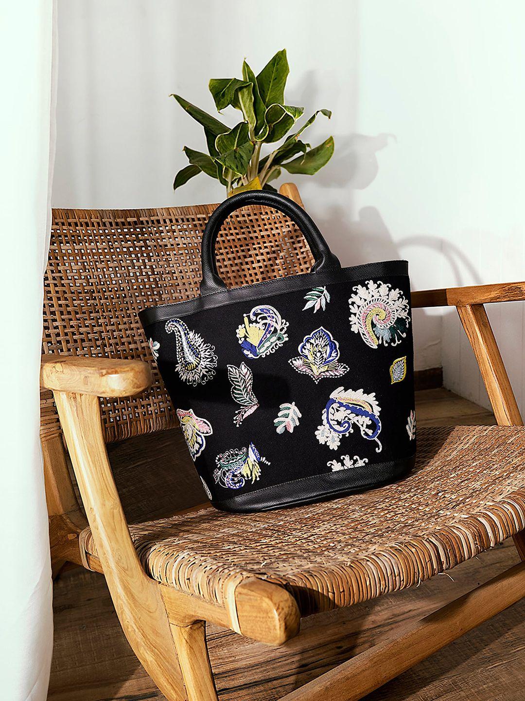 accessorize ethnic motifs textured shopper tote bag