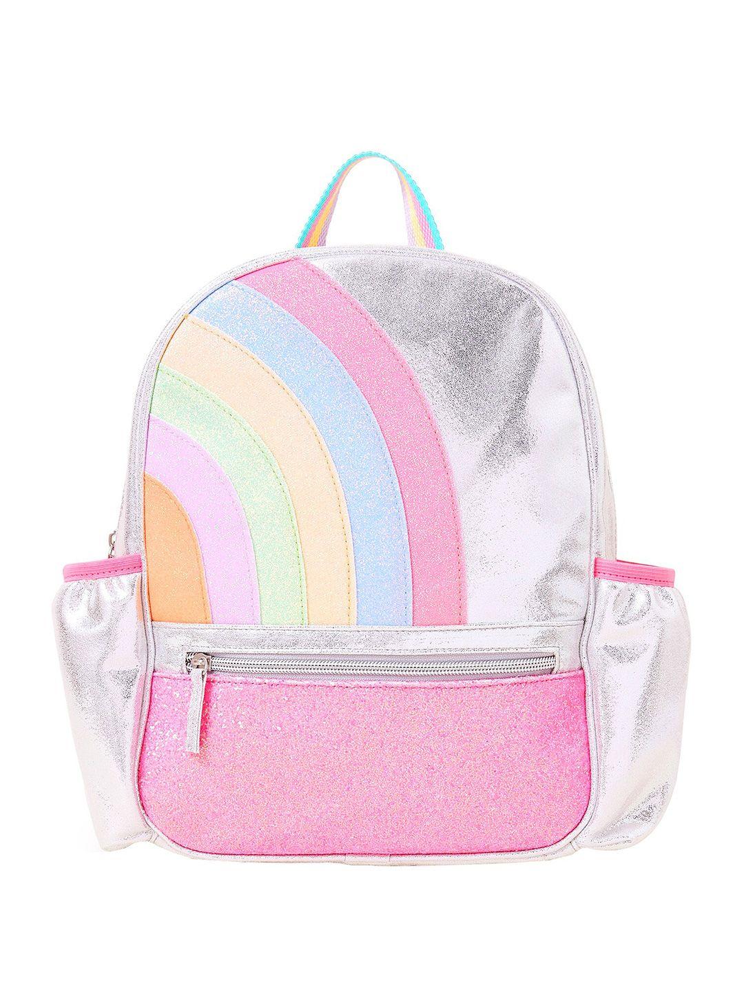 accessorize girls blue & pink geometric applique backpack