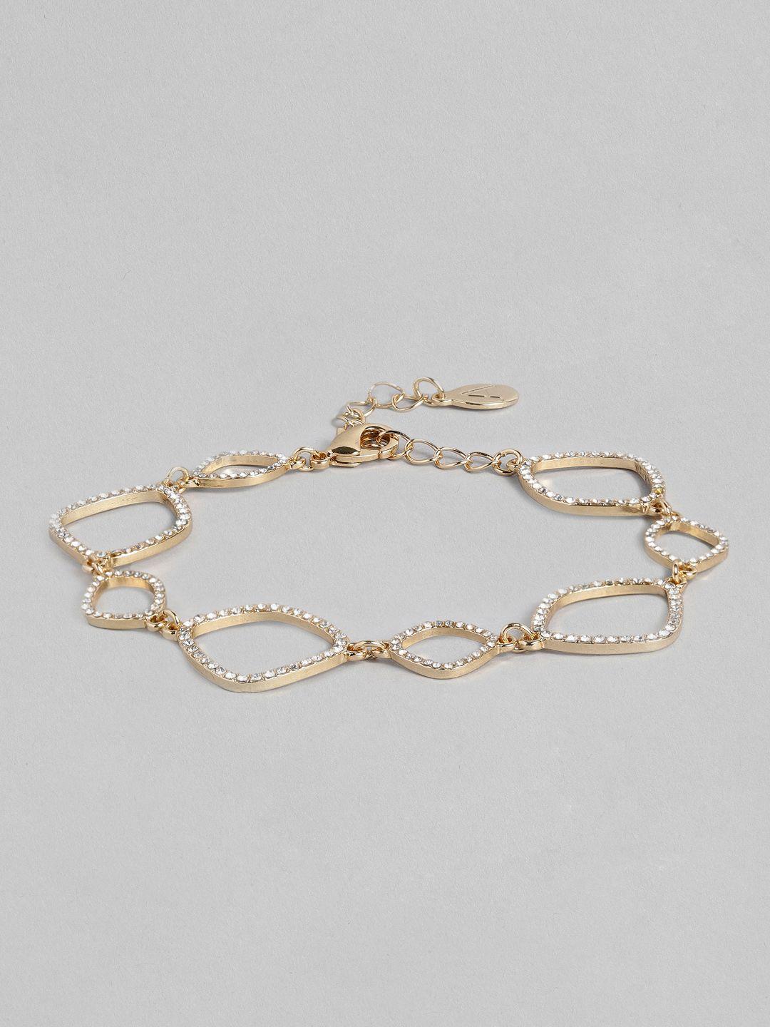 accessorize gold-toned pave organic clasp bracelet
