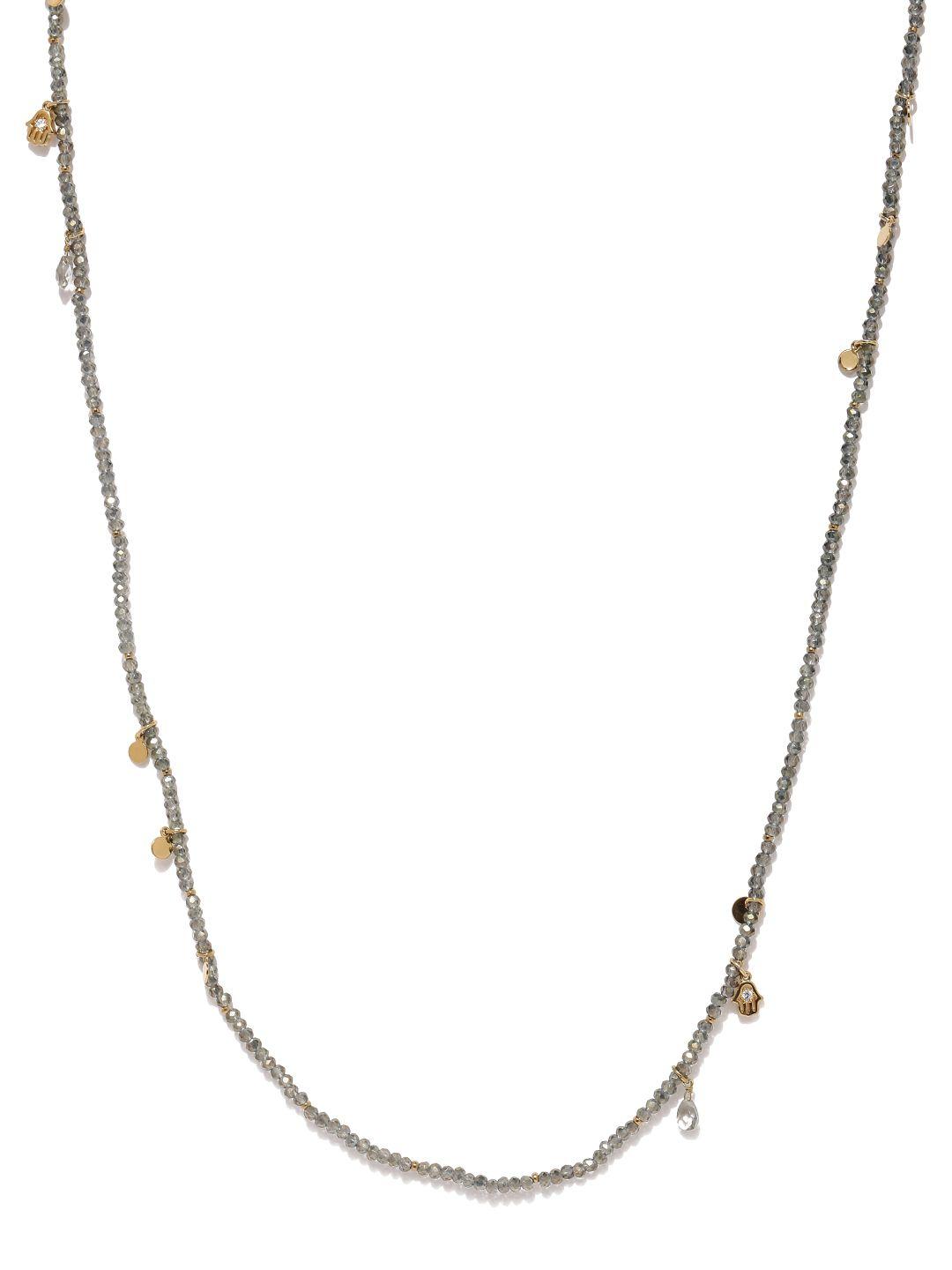 accessorize green gold-plated beaded necklace