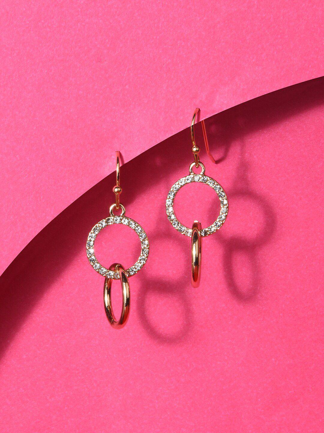 accessorize london gold-toned circular drop earrings