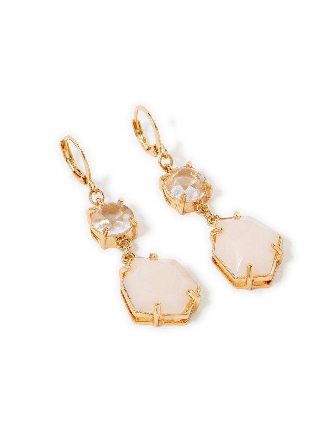 accessorize london pink & gold-toned contemporary drop earrings