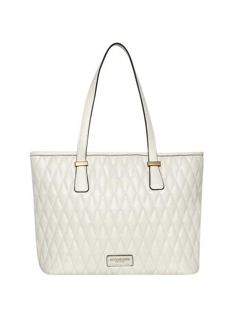 accessorize london white quilted medium tote handbag