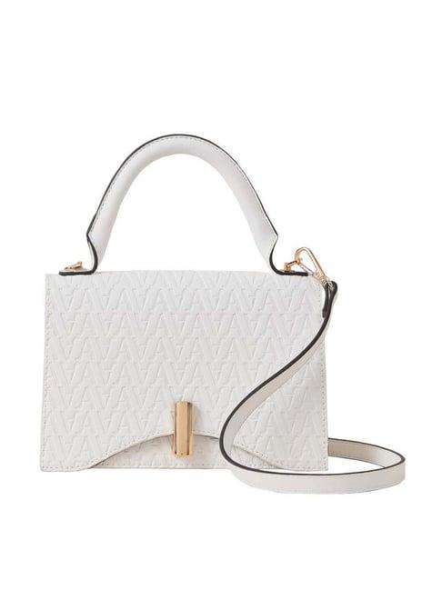 accessorize london white textured medium satchel handbag
