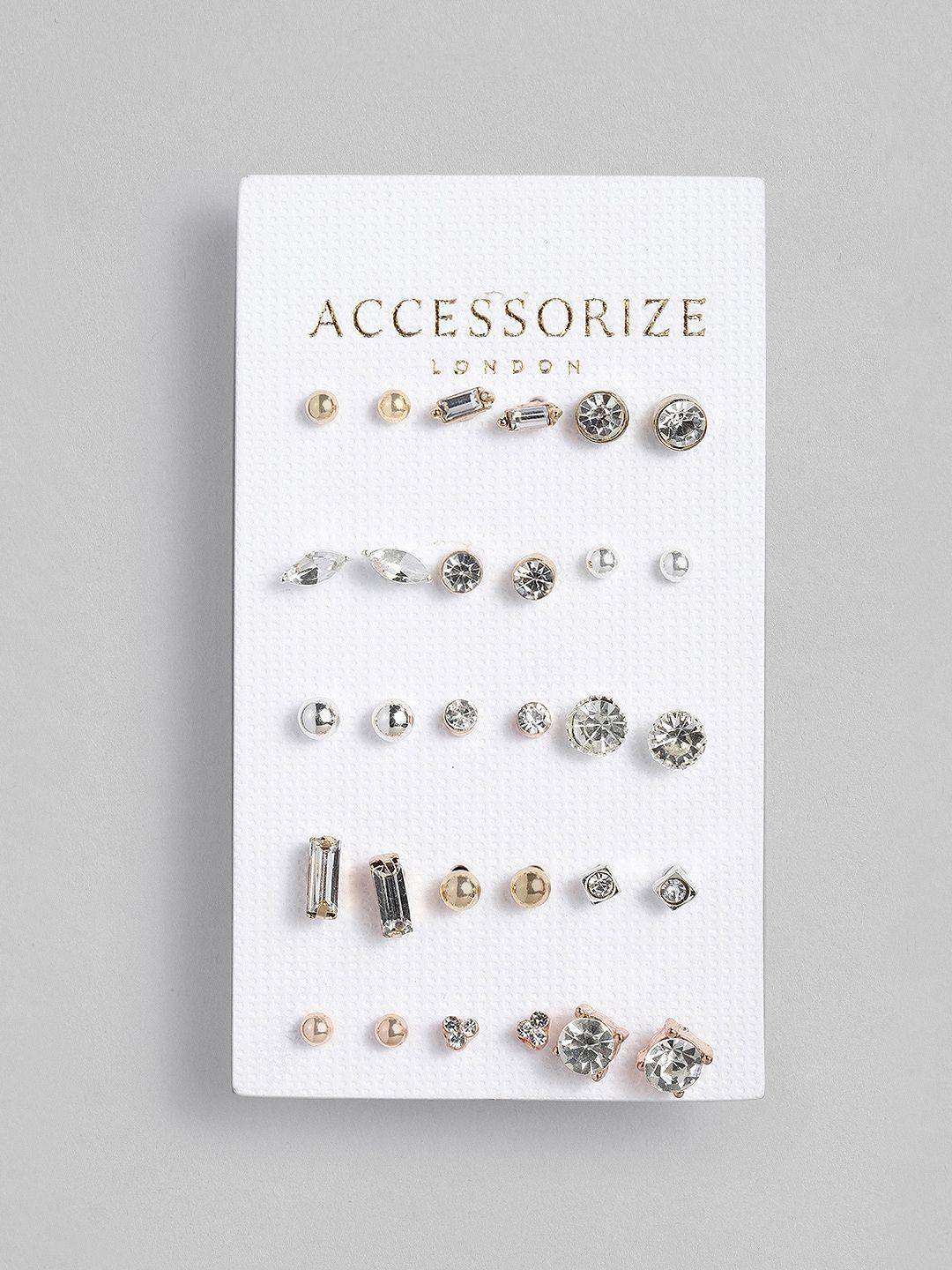 accessorize london women pack of 15 sparkle stone stud set earrings