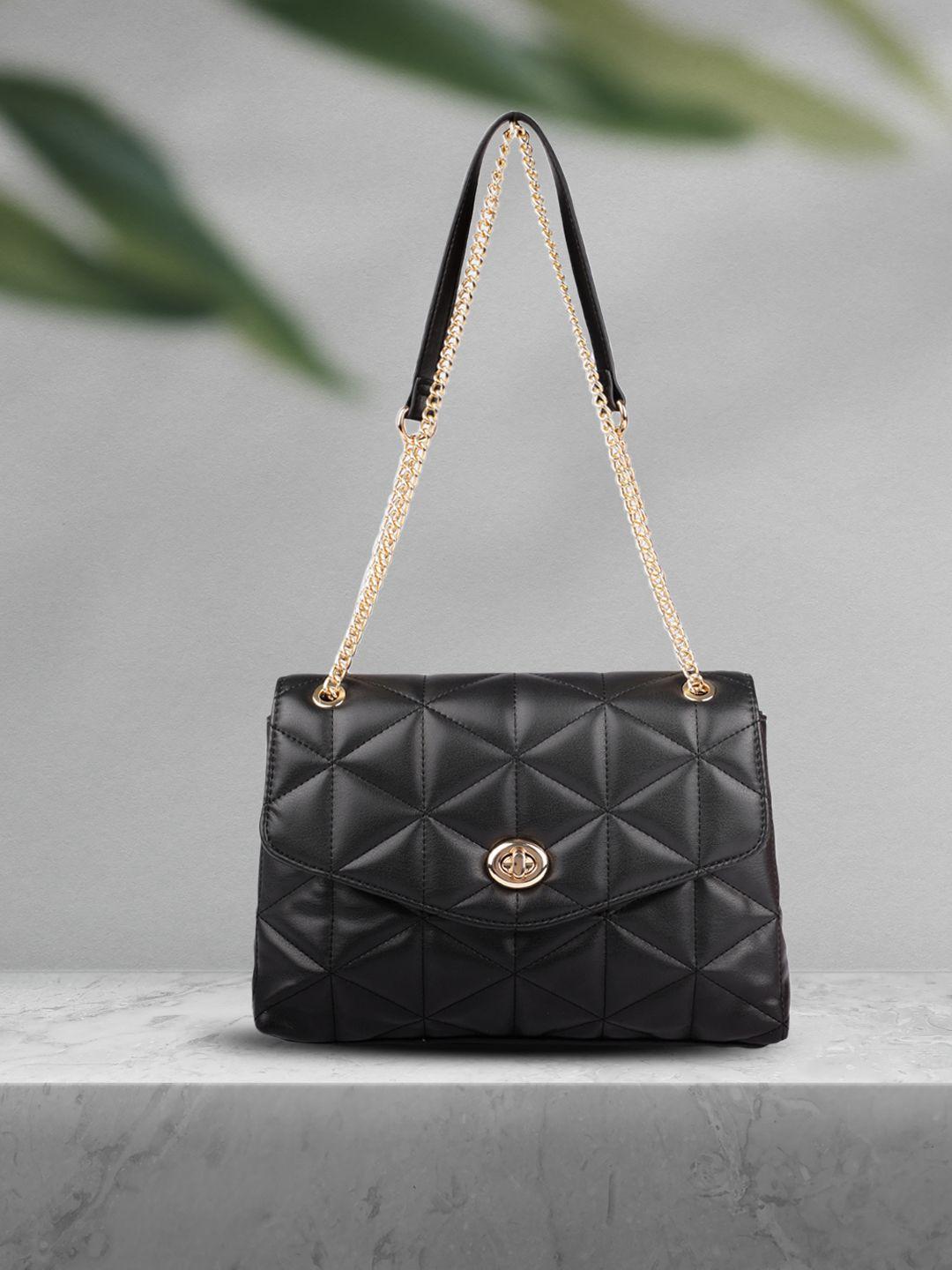 accessorize london women's faux leather black eva quilt shoulder sling bag