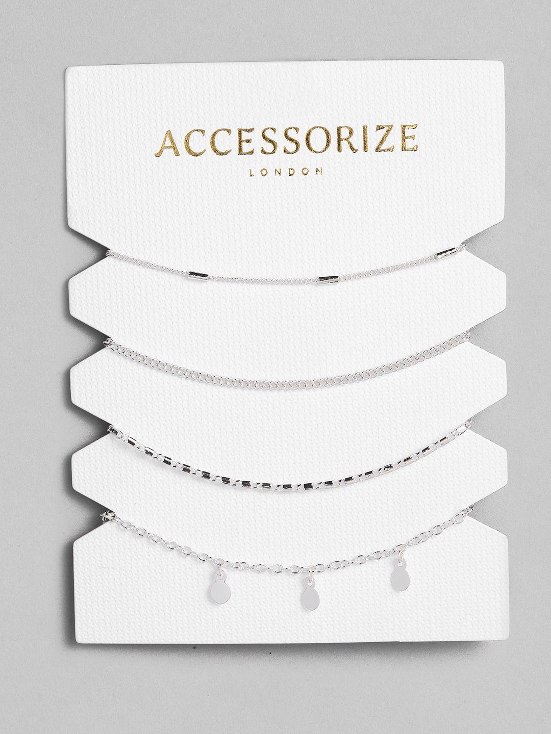 accessorize set of 4 silver-toned charm bracelets