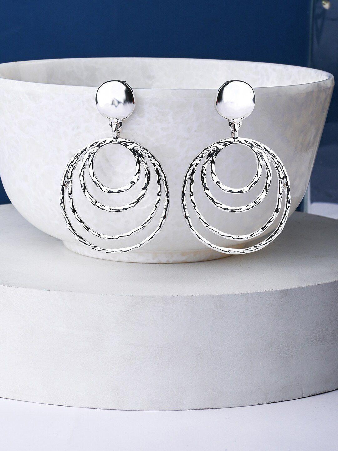 accessorize silver-plated circular drop earrings