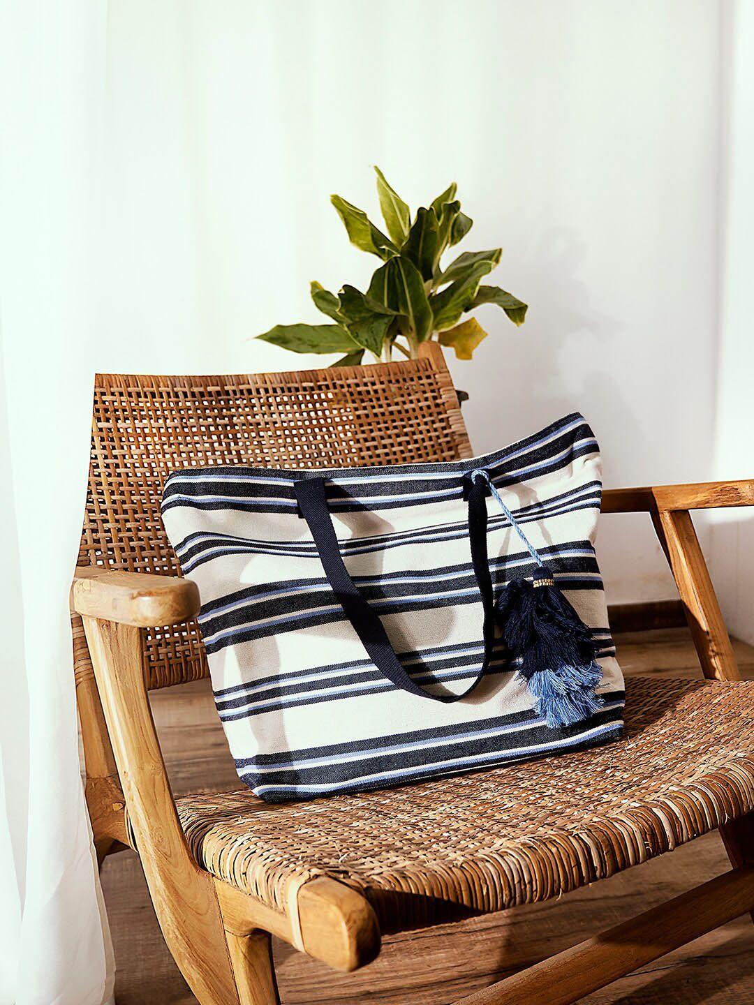 accessorize striped structured tote bag