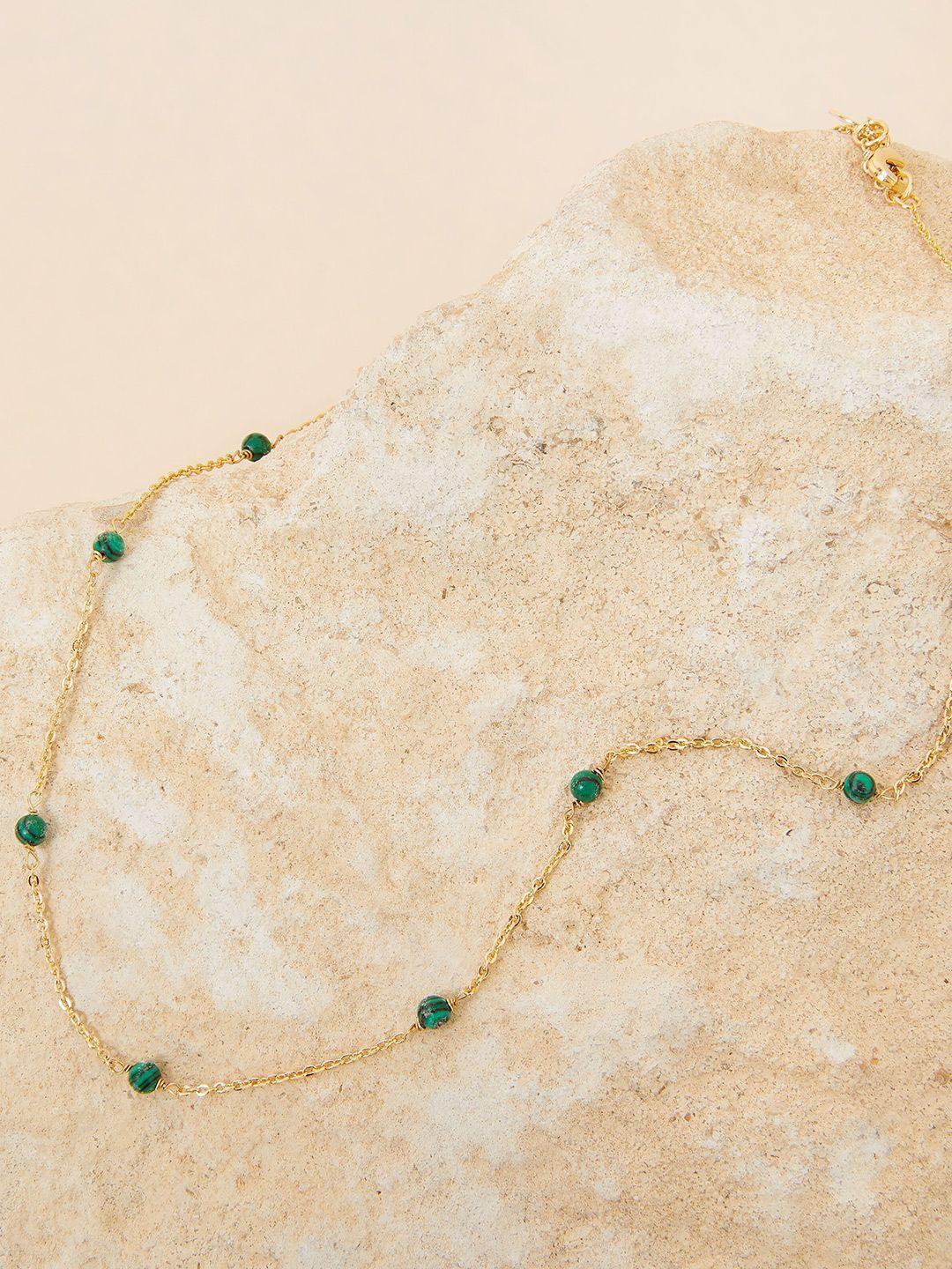 accessorize women green gold-plated modern heirloom malachite station necklace