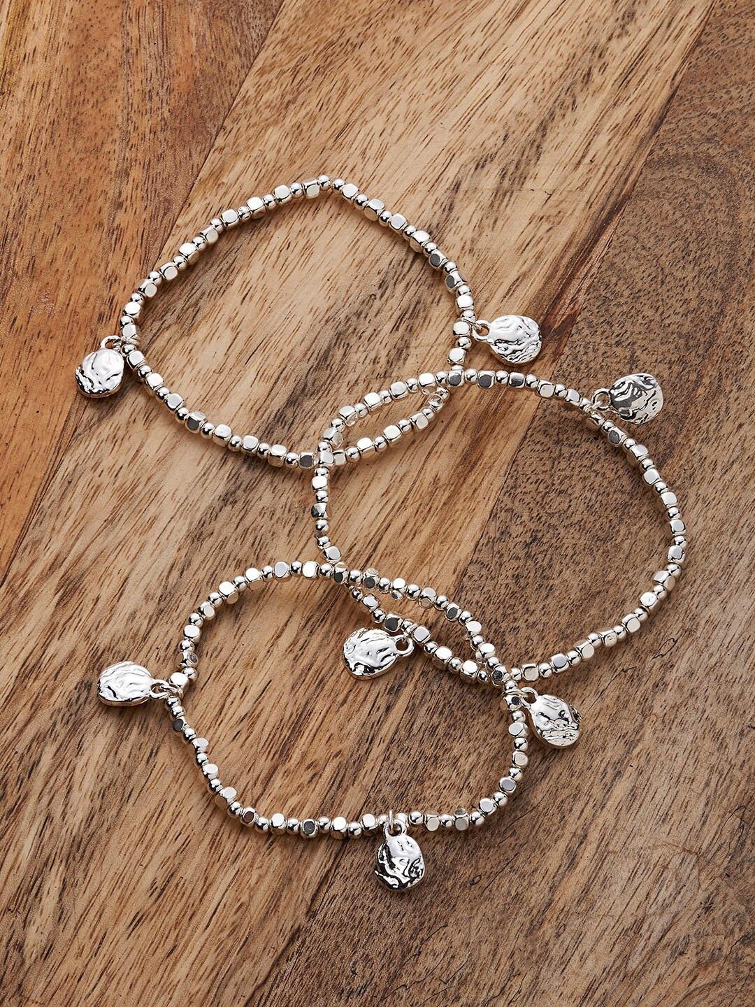 accessorize women set of 3 silver-plated bracelets