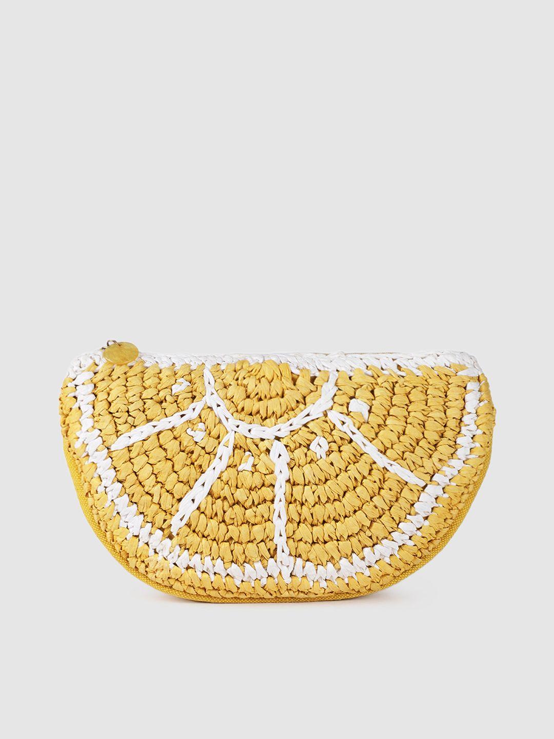 accessorize yellow & white lemon slice purse clutch
