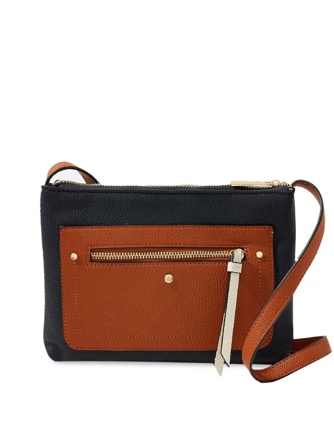 accessorize black & brown colourblocked sling bag