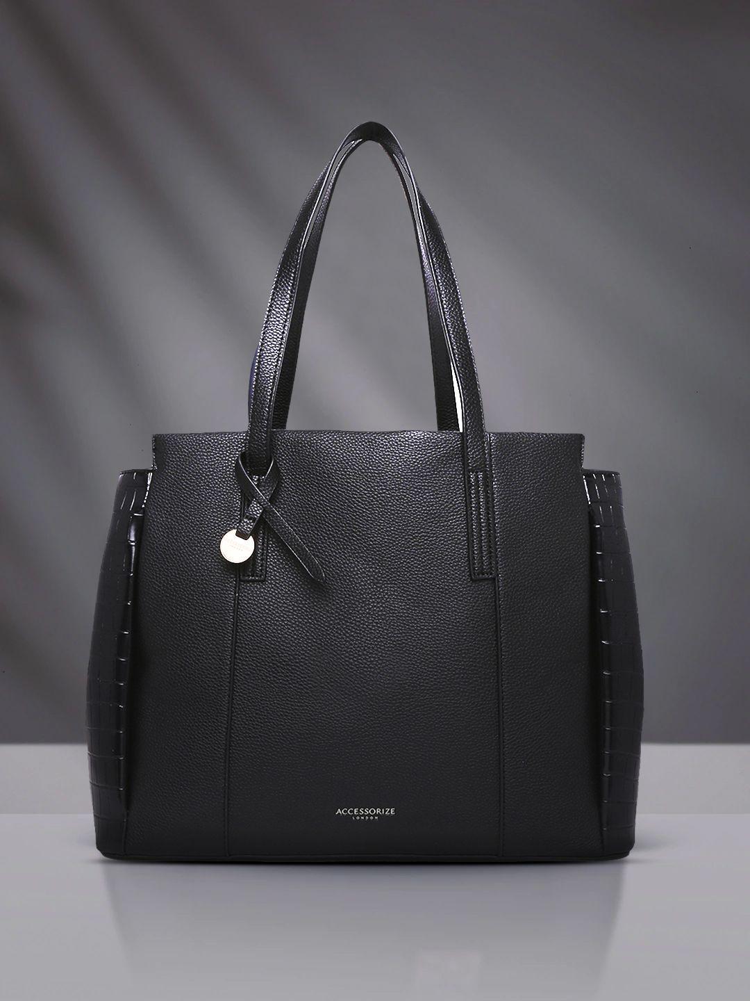 accessorize black solid structured shoulder bag