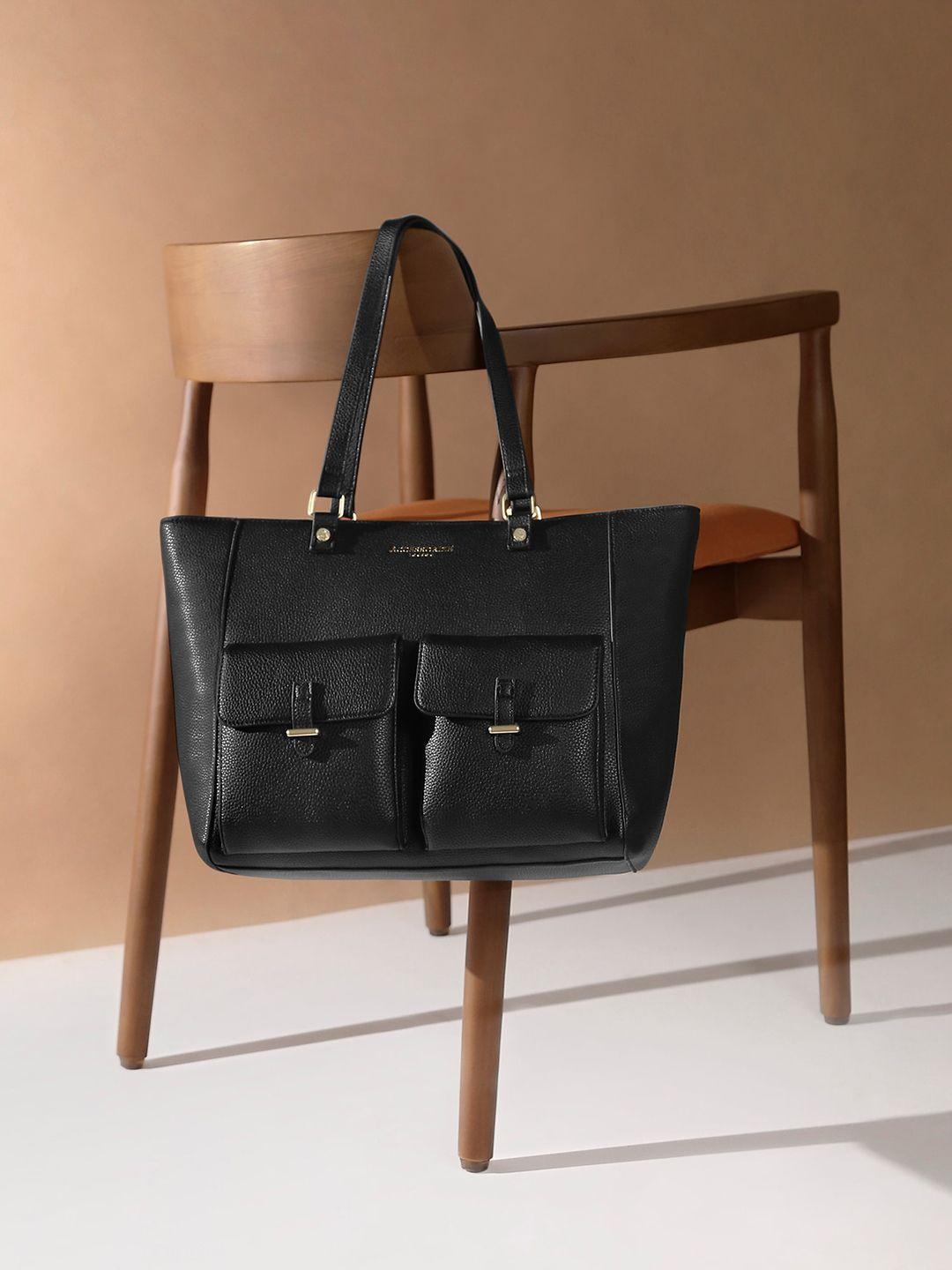 accessorize black structured tote bag