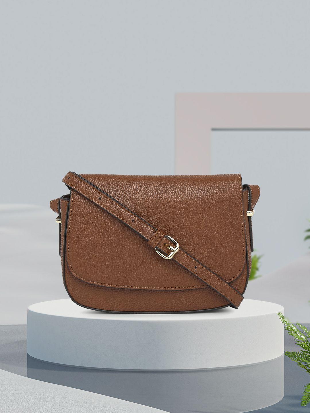 accessorize brown structured ruby saddle sling bag