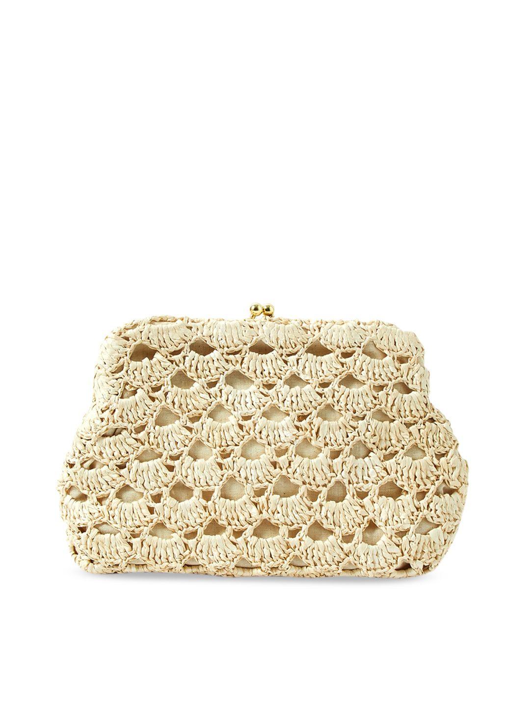 accessorize cream-coloured embellished purse clutch
