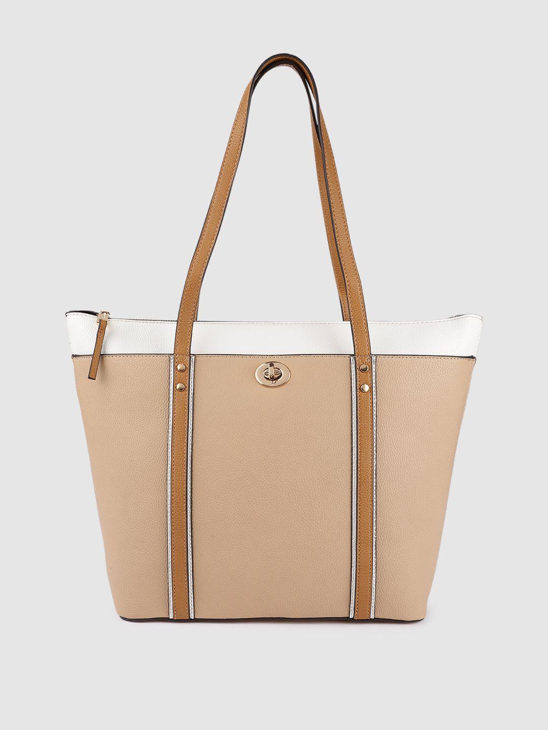 accessorize cream-coloured pu structured tote bag