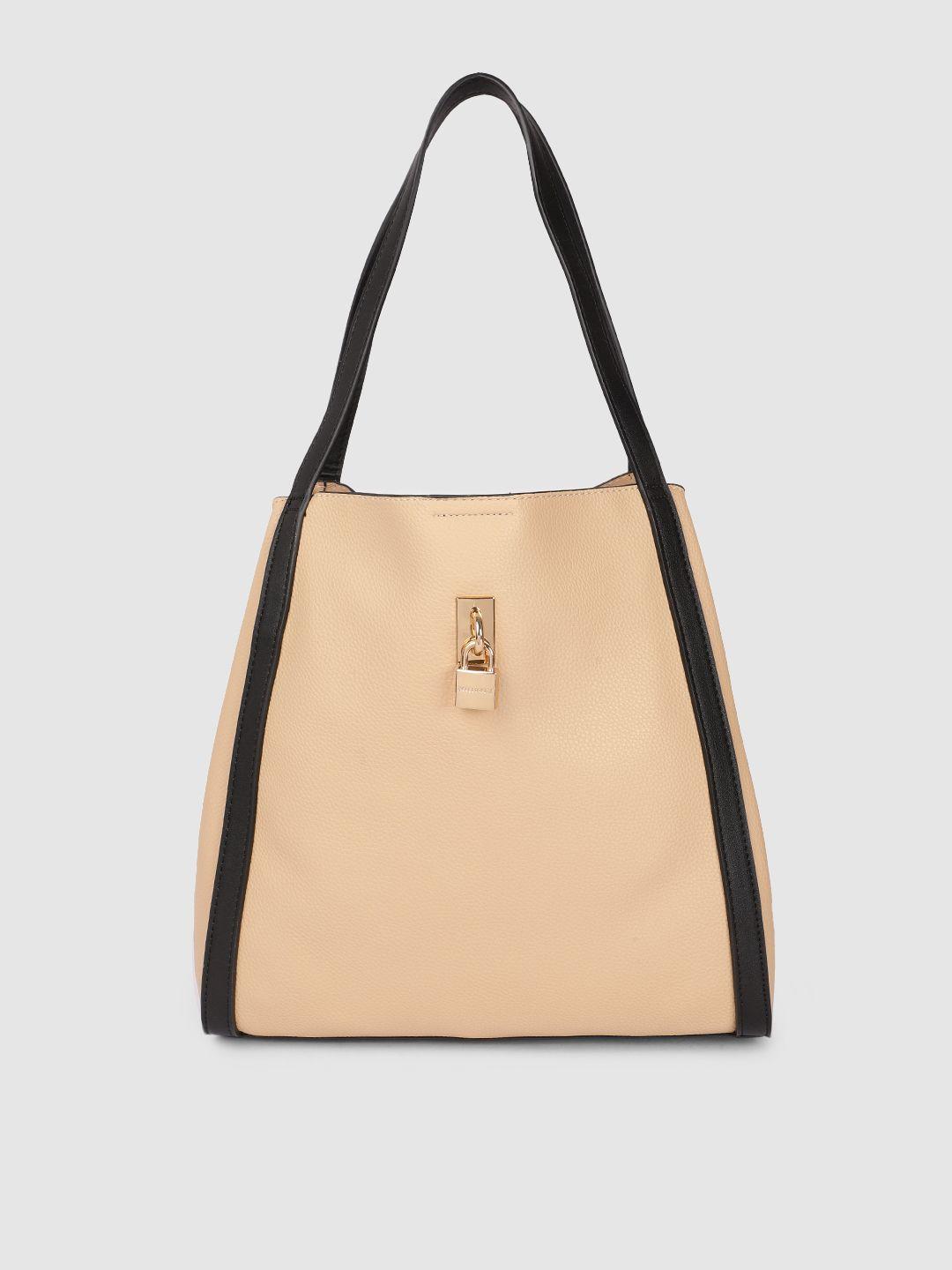 accessorize cream-coloured solid tote bag