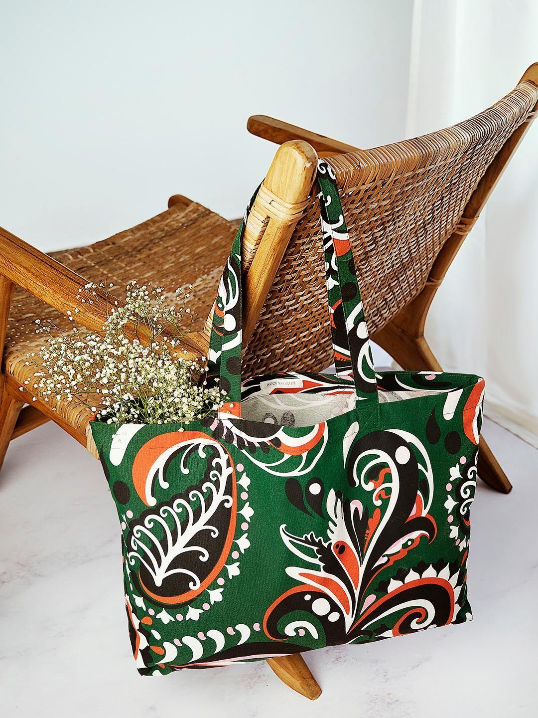 accessorize ethnic motifs printed oversized cotton shopper tote bag