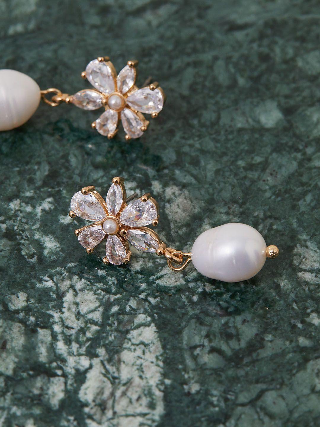 accessorize flower pearl drop earrings