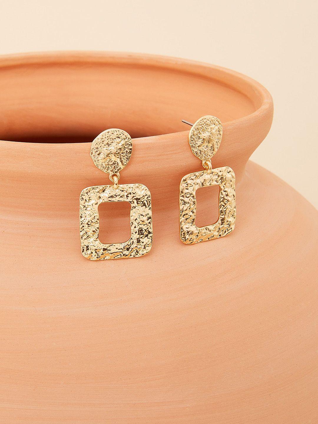 accessorize gold-toned square drop earrings
