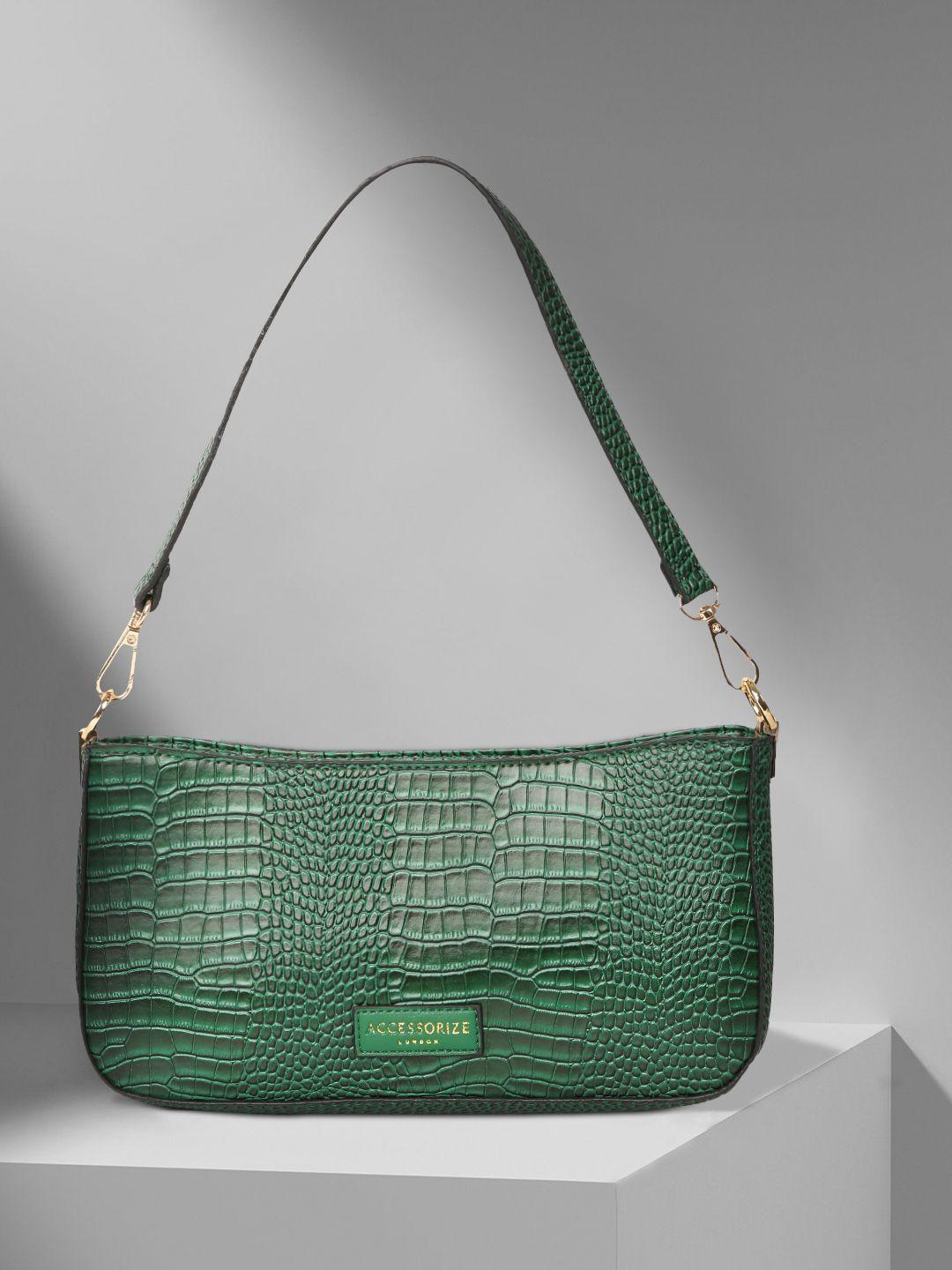 accessorize green animal textured structured shoulder bag
