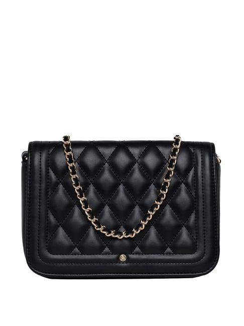 accessorize london black quilted medium sling handbag